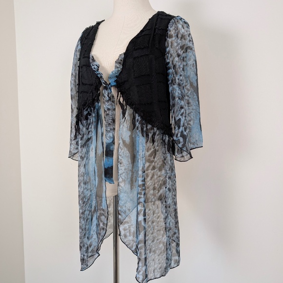 Pretty Angel Cover-up Blouse Front Tie Angel Sleeve Vest Cardigan Shawl - Picture 6 of 10